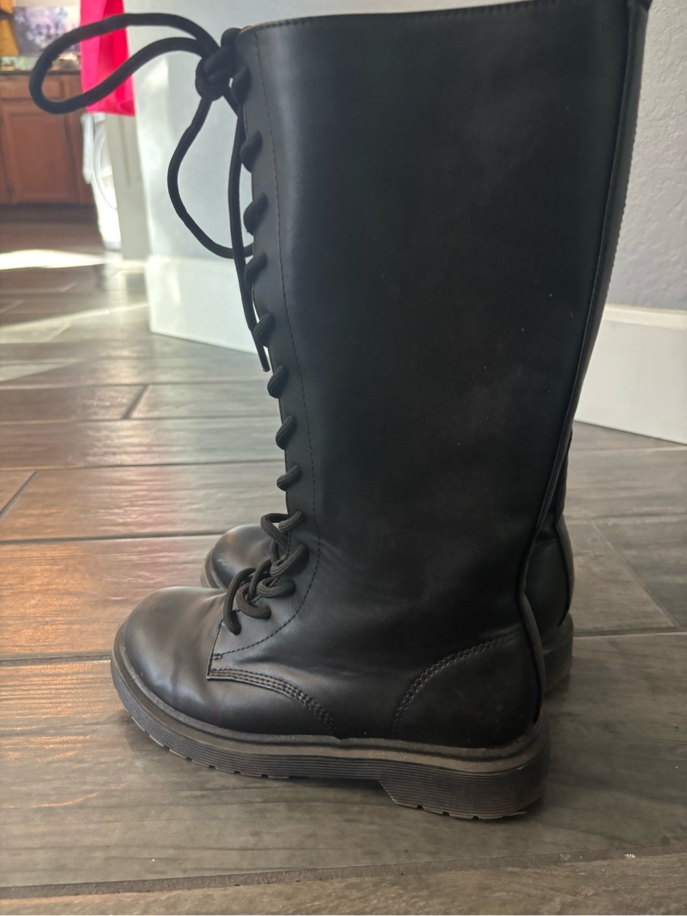 Black Lace-Up Knee High Combat Boots Kids